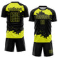 Custom Black Neon Yellow Abstract Fragment Art Sublimation Soccer Uniform Jersey Limited