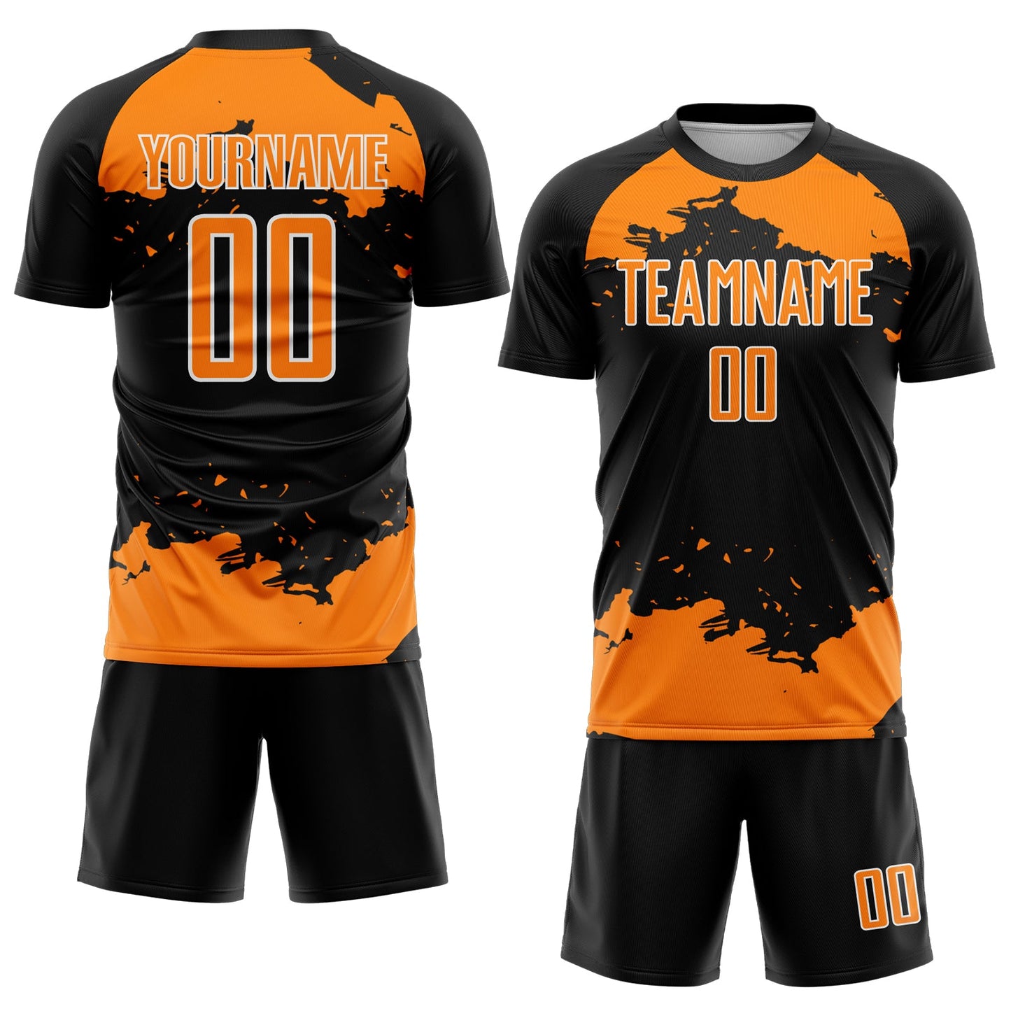 Custom Black Bay Orange-White Abstract Fragment Art Sublimation Soccer Uniform Jersey Limited