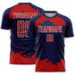Custom Navy Red-White Abstract Fragment Art Sublimation Soccer Uniform Jersey