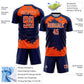 Custom Navy Orange-White Abstract Fragment Art Sublimation Soccer Uniform Jersey Limited