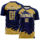 Custom Navy Old Gold-White Abstract Fragment Art Sublimation Soccer Uniform Jersey