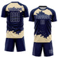 Custom Navy Cream-White Abstract Fragment Art Sublimation Soccer Uniform Jersey Limited