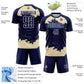 Custom Navy Cream-White Abstract Fragment Art Sublimation Soccer Uniform Jersey Limited