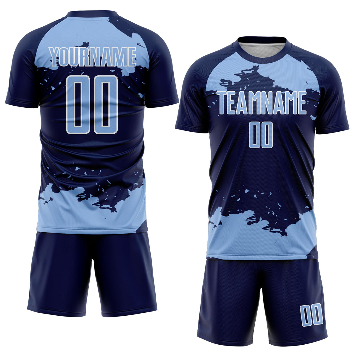 Custom Navy Light Blue-White Abstract Fragment Art Sublimation Soccer Uniform Jersey Limited