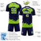 Custom Navy Neon Green-White Abstract Fragment Art Sublimation Soccer Uniform Jersey Limited
