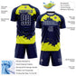 Custom Navy Neon Yellow-White Abstract Fragment Art Sublimation Soccer Uniform Jersey Limited
