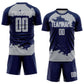 Custom Navy Gray-White Abstract Fragment Art Sublimation Soccer Uniform Jersey Limited