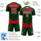 Custom Green Red-White Abstract Fragment Art Sublimation Soccer Uniform Jersey Limited