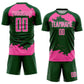 Custom Green Pink-White Abstract Fragment Art Sublimation Soccer Uniform Jersey Limited