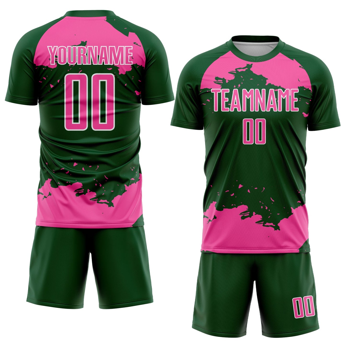Custom Green Pink-White Abstract Fragment Art Sublimation Soccer Uniform Jersey Limited
