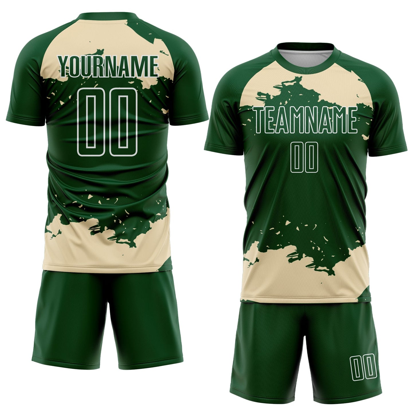 Custom Green Cream-White Abstract Fragment Art Sublimation Soccer Uniform Jersey Limited