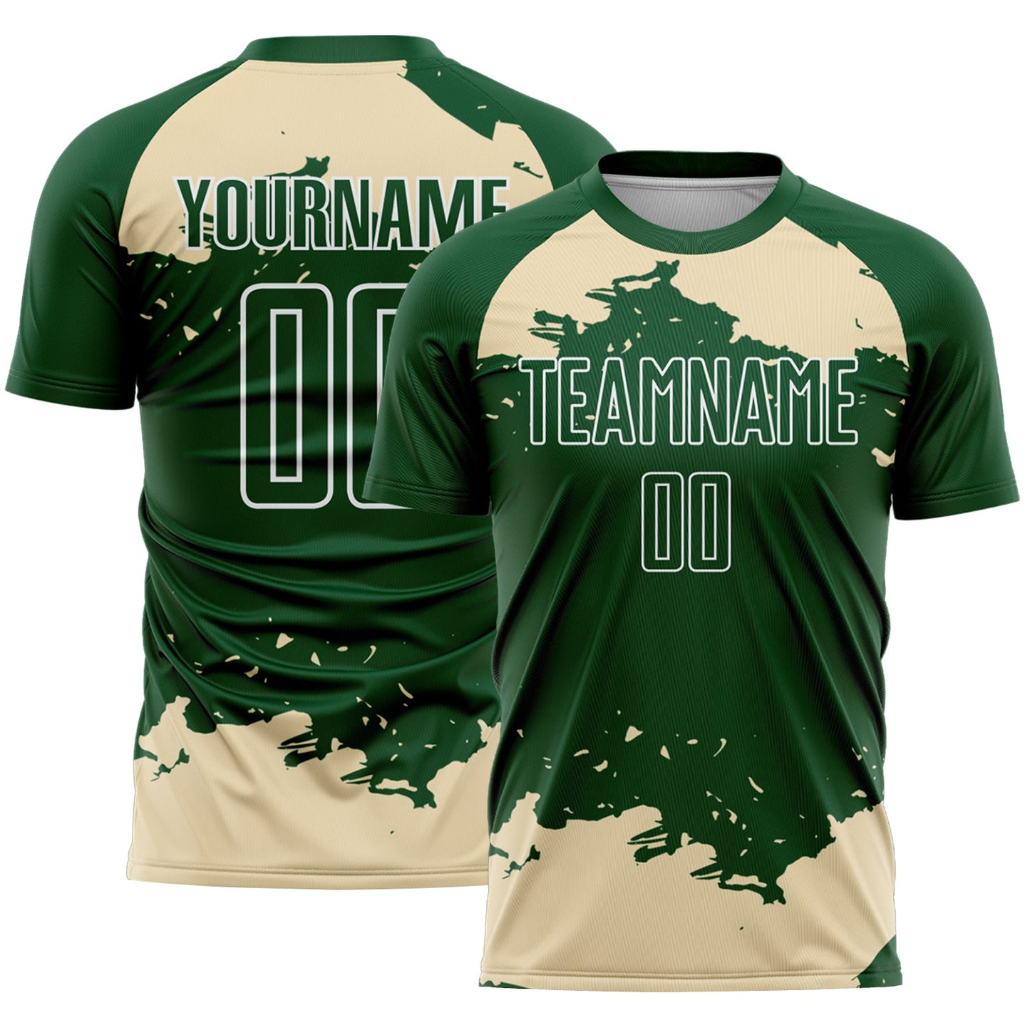 Custom Green Cream-White Abstract Fragment Art Sublimation Soccer Uniform Jersey