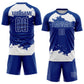 Custom Royal White Abstract Fragment Art Sublimation Soccer Uniform Jersey Limited
