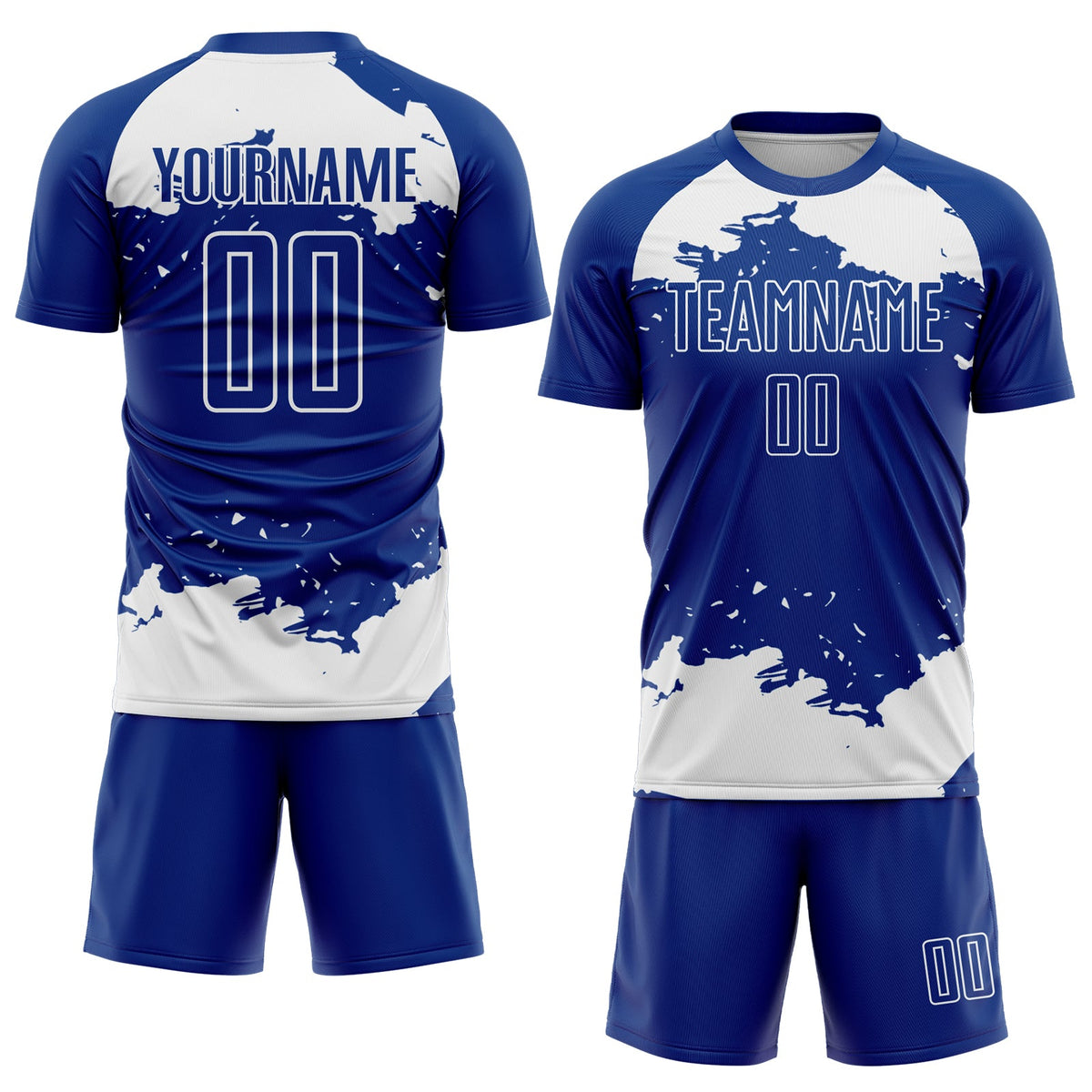 Custom Royal White Abstract Fragment Art Sublimation Soccer Uniform Jersey Limited