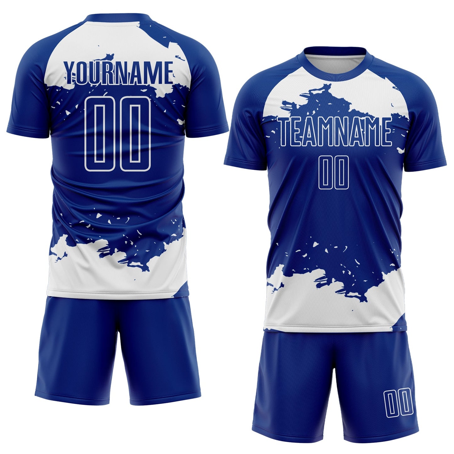 Custom Royal White Abstract Fragment Art Sublimation Soccer Uniform Jersey Limited