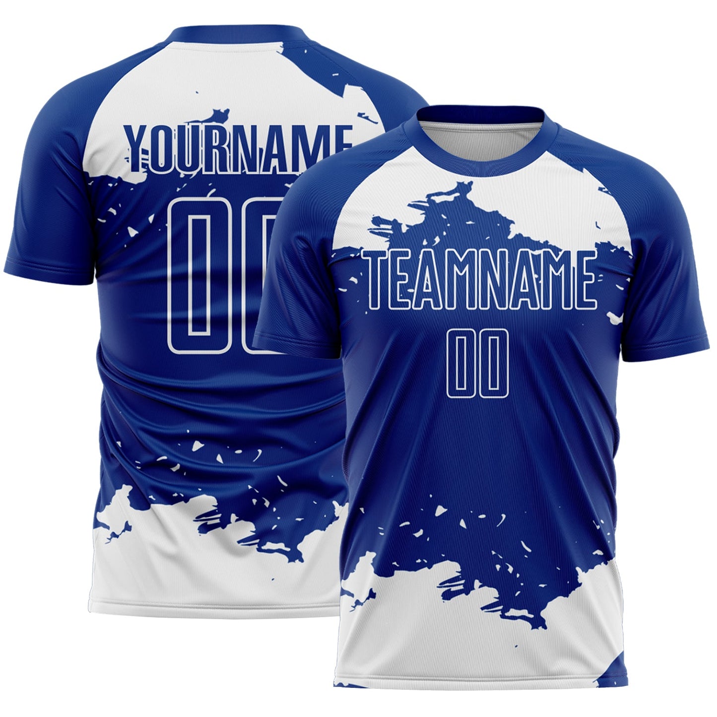 Custom Royal White Abstract Fragment Art Sublimation Soccer Uniform Jersey