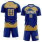 Custom Royal Old Gold-White Abstract Fragment Art Sublimation Soccer Uniform Jersey Limited