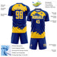 Custom Royal Yellow-White Abstract Fragment Art Sublimation Soccer Uniform Jersey Limited