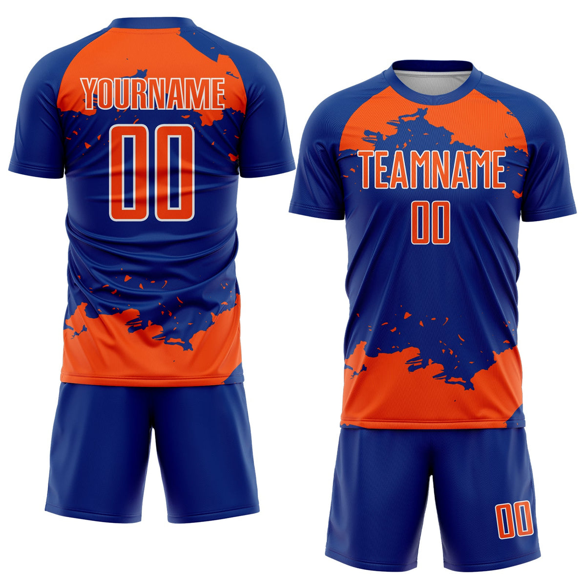 Custom Royal Orange-White Abstract Fragment Art Sublimation Soccer Uniform Jersey Limited
