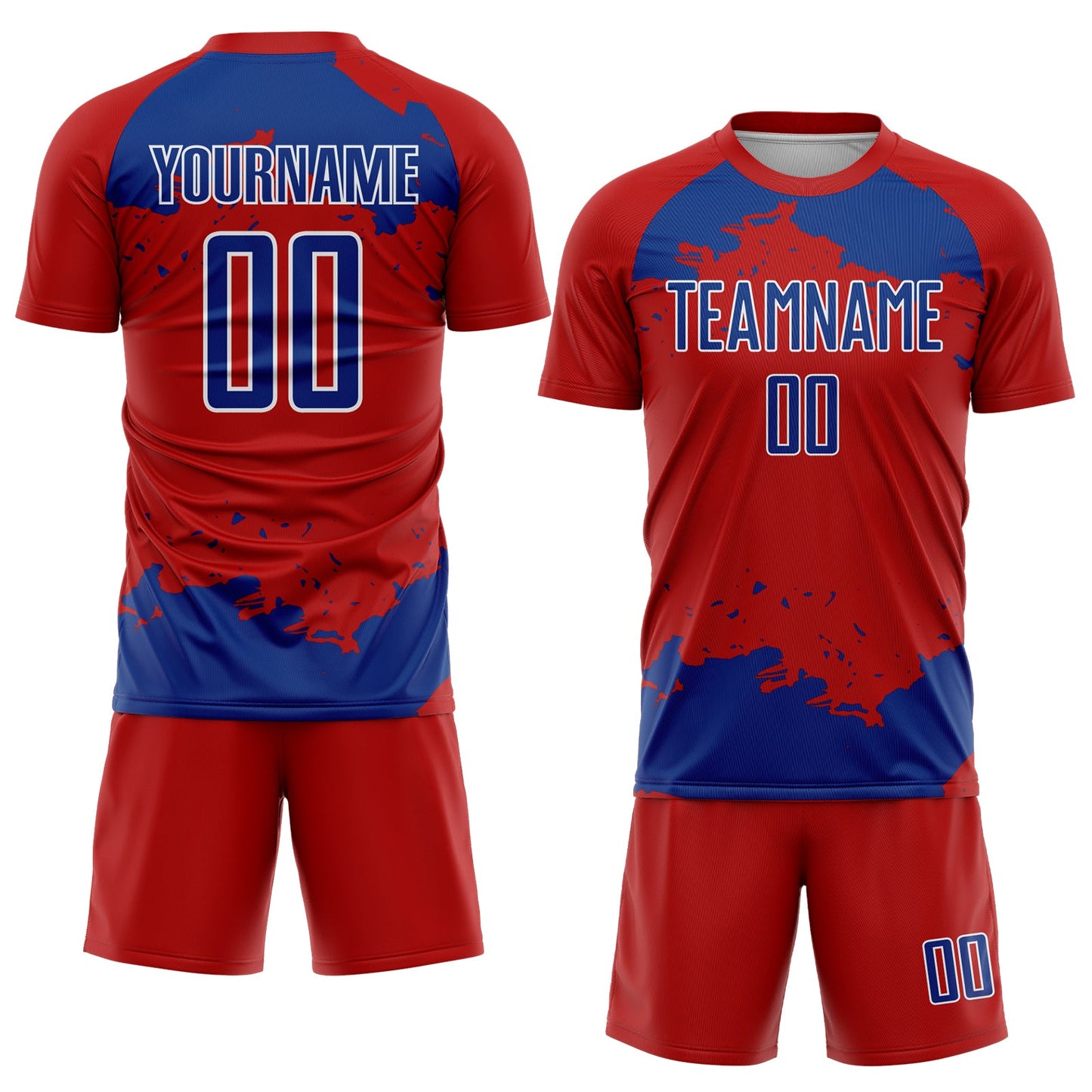 Custom Red Royal-White Abstract Fragment Art Sublimation Soccer Uniform Jersey Limited