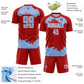 Custom Red Light Blue-White Abstract Fragment Art Sublimation Soccer Uniform Jersey Limited