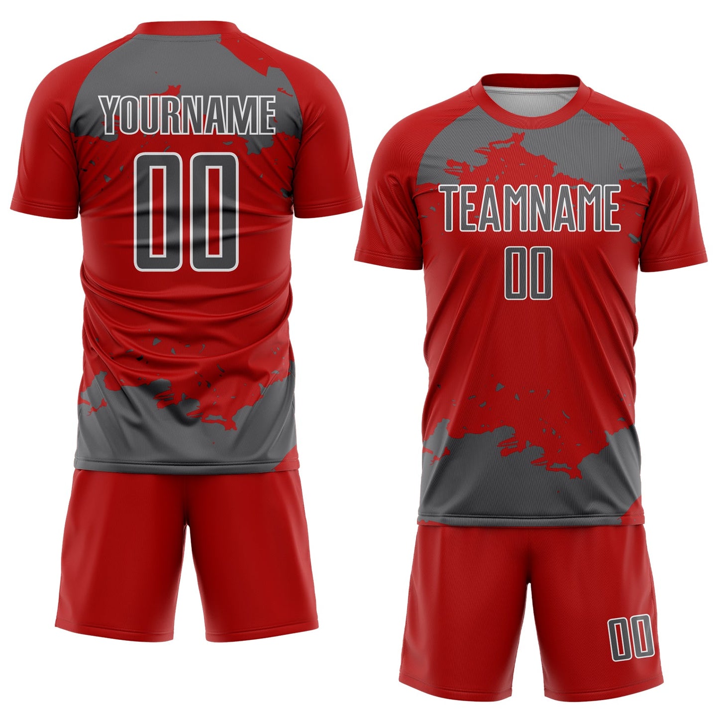 Custom Red Steel Gray-White Abstract Fragment Art Sublimation Soccer Uniform Jersey Limited