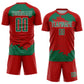 Custom Red Kelly Green-White Abstract Fragment Art Sublimation Soccer Uniform Jersey Limited