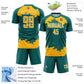 Custom Teal Gold-White Abstract Fragment Art Sublimation Soccer Uniform Jersey Limited