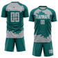 Custom Teal Gray-White Abstract Fragment Art Sublimation Soccer Uniform Jersey Limited