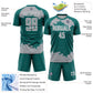 Custom Teal Gray-White Abstract Fragment Art Sublimation Soccer Uniform Jersey Limited