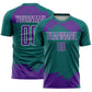 Custom Teal Purple-White Abstract Fragment Art Sublimation Soccer Uniform Jersey