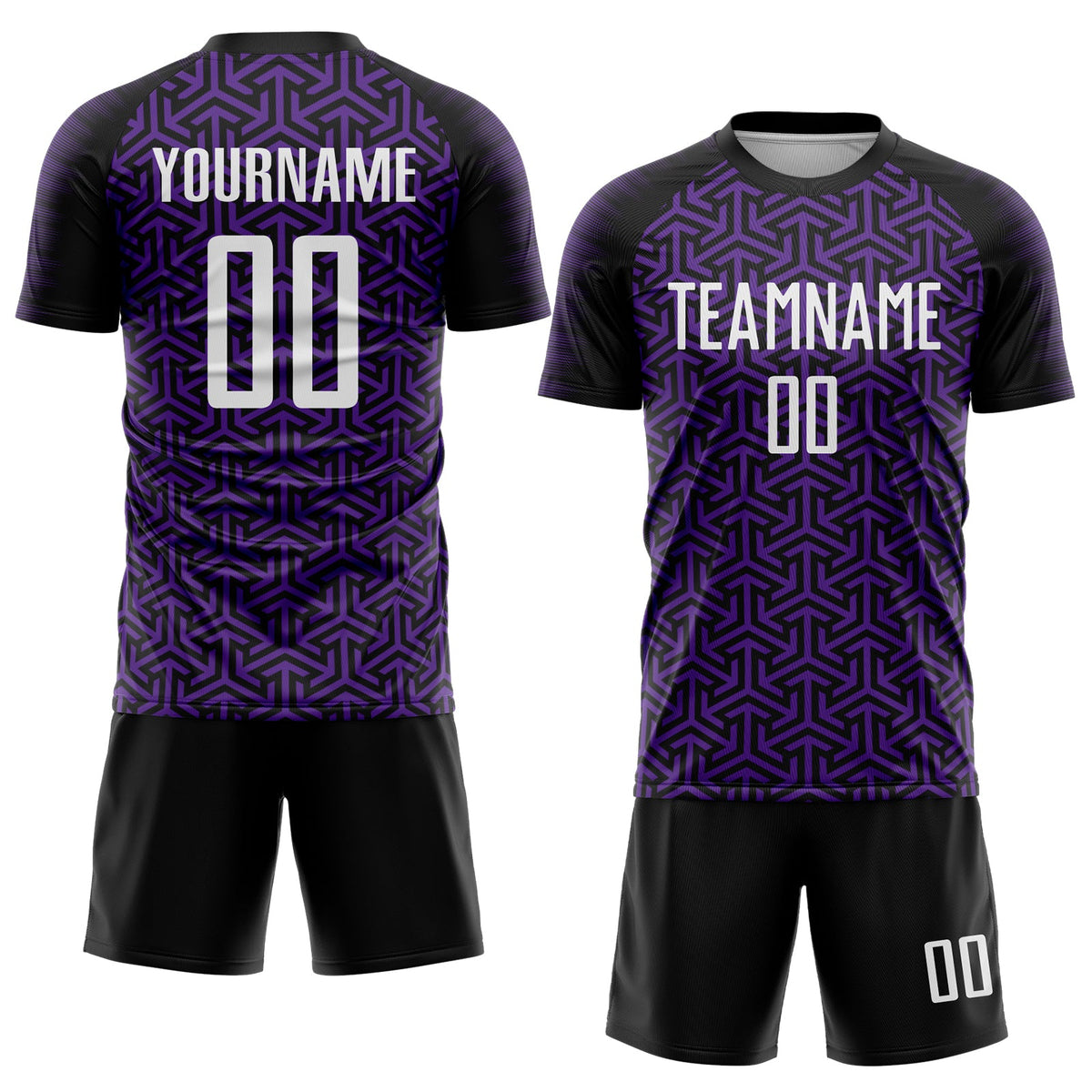 Custom Black White-Purple Geometric Arrow Sublimation Soccer Uniform Jersey Limited