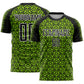 Custom Black Neon Green-White Geometric Arrow Sublimation Soccer Uniform Jersey
