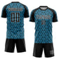 Custom Black Sky Blue-White Geometric Arrow Sublimation Soccer Uniform Jersey Limited