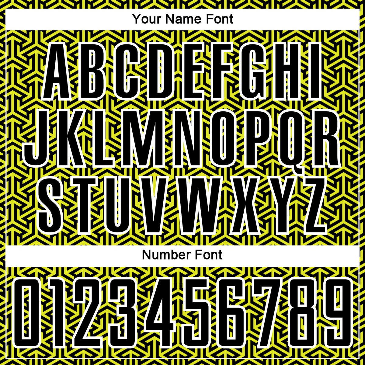 Custom Black Neon Yellow-White Geometric Arrow Sublimation Soccer Uniform Jersey Limited