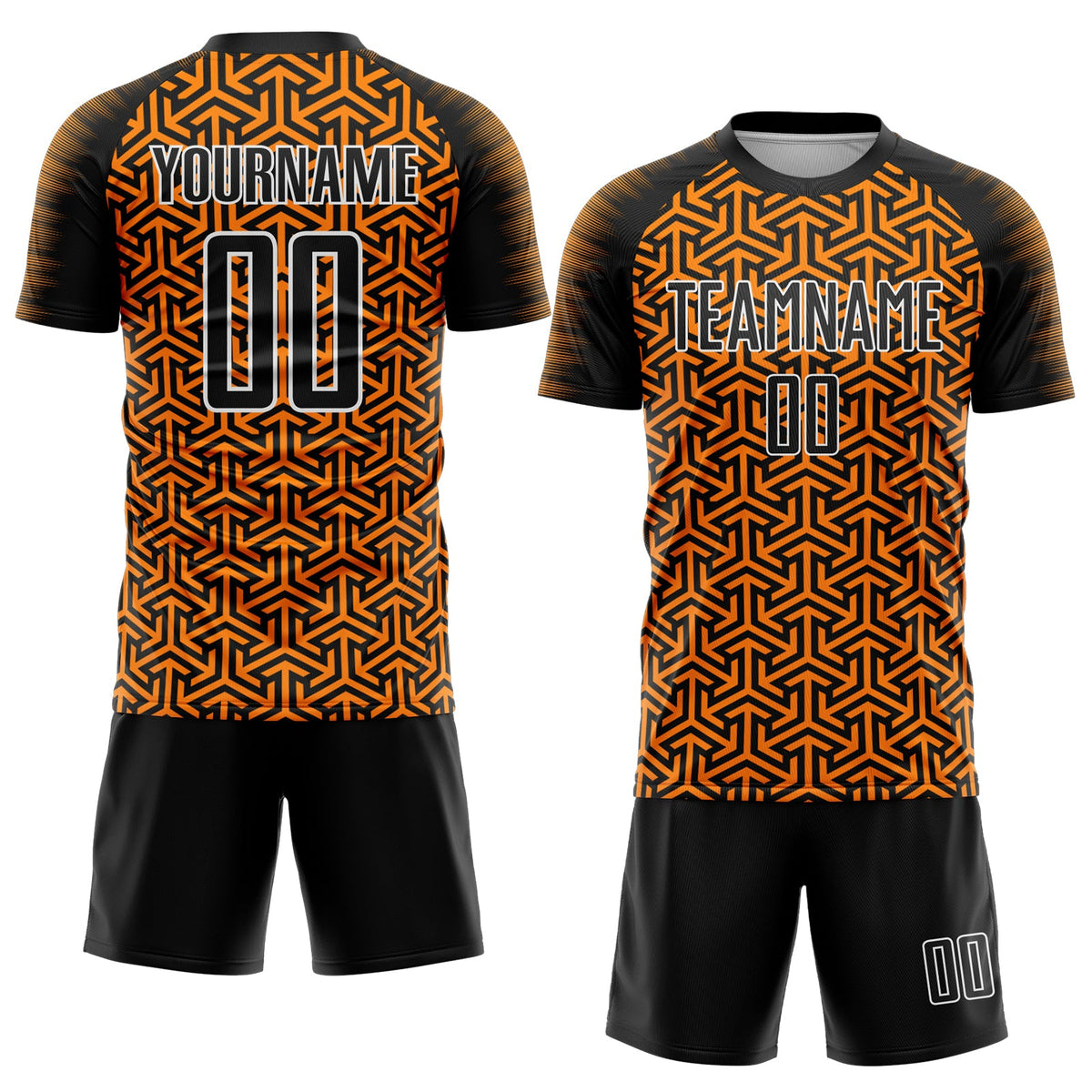 Custom Black Bay Orange-White Geometric Arrow Sublimation Soccer Uniform Jersey Limited