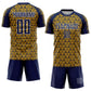 Custom Navy Gold-White Geometric Arrow Sublimation Soccer Uniform Jersey Limited