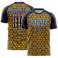 Custom Navy Gold-White Geometric Arrow Sublimation Soccer Uniform Jersey