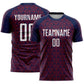 Custom Navy White-Crimson Geometric Arrow Sublimation Soccer Uniform Jersey