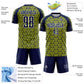 Custom Navy Neon Yellow-White Geometric Arrow Sublimation Soccer Uniform Jersey Limited