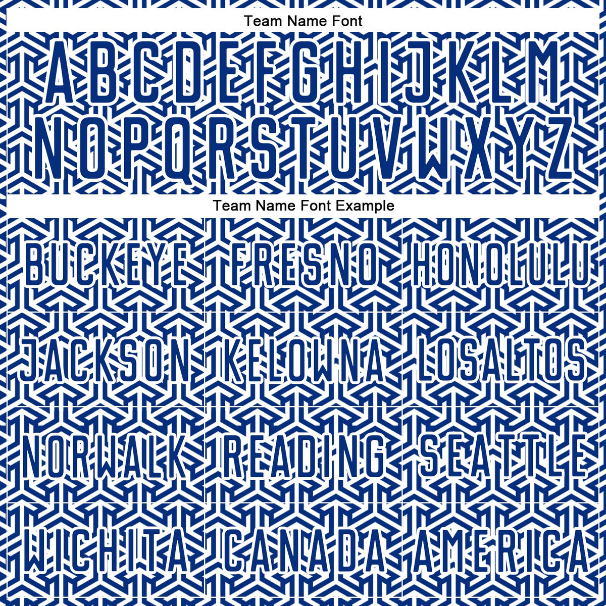 Custom Royal White Geometric Arrow Sublimation Soccer Uniform Jersey Limited