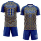 Custom Royal Old Gold-White Geometric Arrow Sublimation Soccer Uniform Jersey Limited