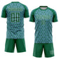 Custom Kelly Green Light Blue-White Geometric Arrow Sublimation Soccer Uniform Jersey Limited