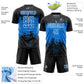 Custom Black Powder Blue-White Abstract Splatter Grunge Art Sports Sublimation Soccer Uniform Jersey Limited