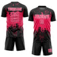 Custom Black Neon Pink-White Abstract Splatter Grunge Art Sports Sublimation Soccer Uniform Jersey Limited