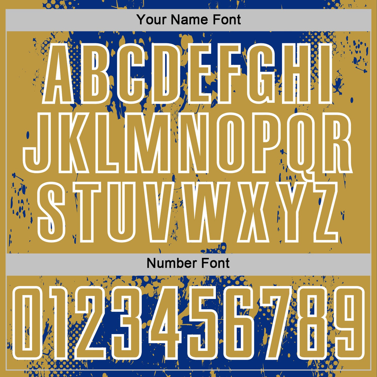 Custom Royal Old Gold-White Abstract Splatter Grunge Art Sports Sublimation Soccer Uniform Jersey Limited