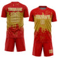 Custom Red Old Gold-White Abstract Splatter Grunge Art Sports Sublimation Soccer Uniform Jersey Limited