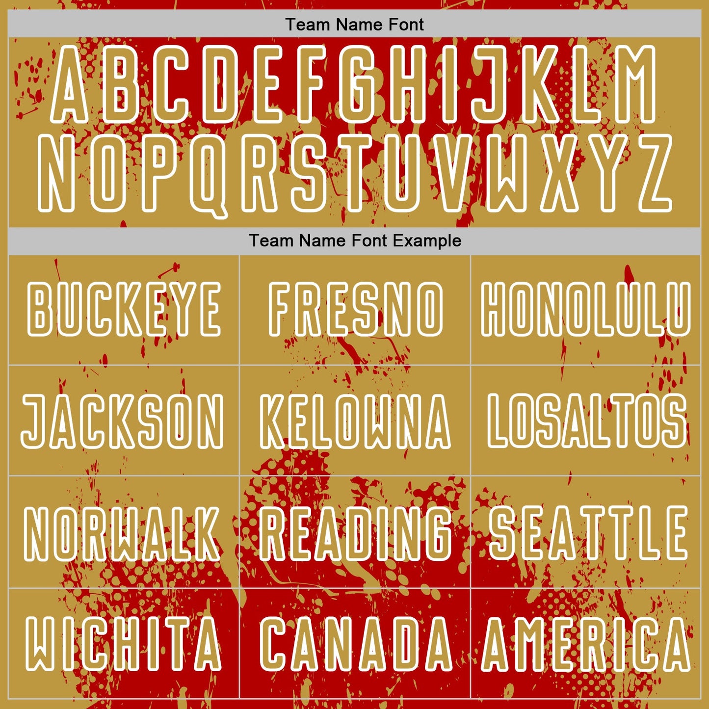 Custom Red Old Gold-White Abstract Splatter Grunge Art Sports Sublimation Soccer Uniform Jersey Limited