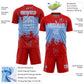 Custom Red Light Blue-White Abstract Splatter Grunge Art Sports Sublimation Soccer Uniform Jersey Limited