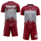 Custom Crimson Gray-White Abstract Splatter Grunge Art Sports Sublimation Soccer Uniform Jersey Limited